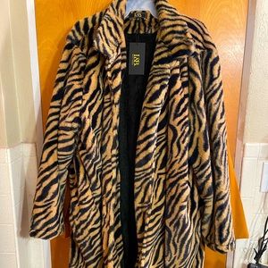 Faux Fur Animal Print Coat